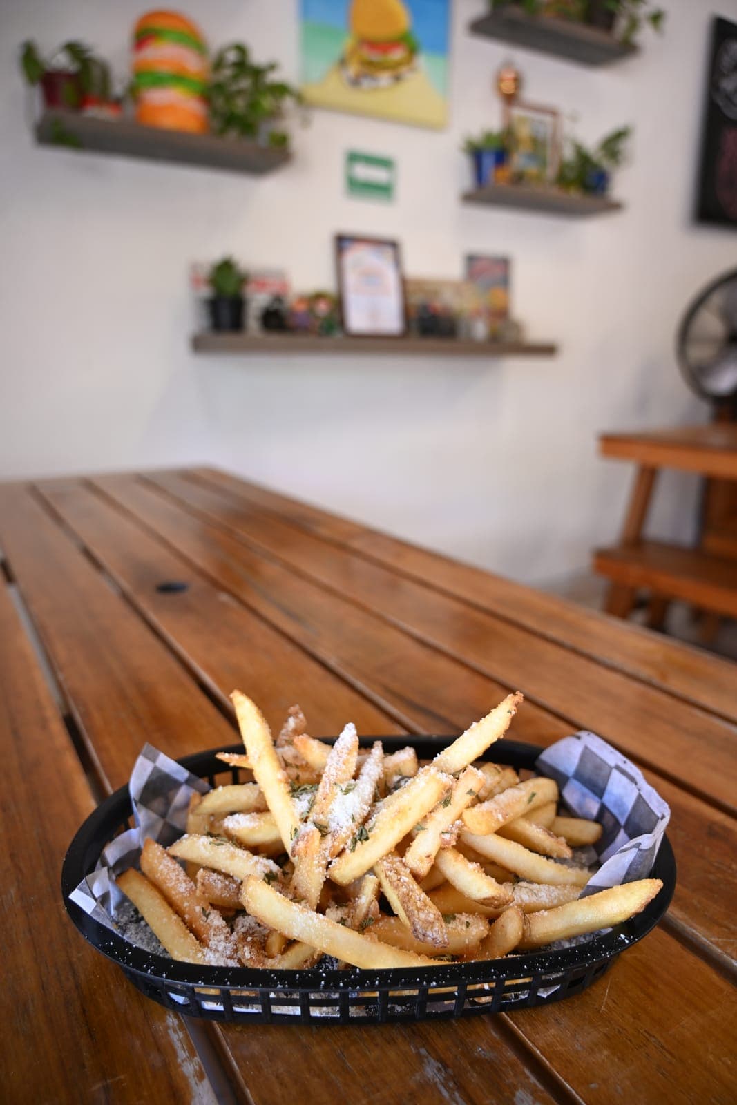 Garlic Parmesan fries in a basket